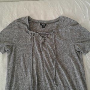 Heather And White Lace Up Front t-shirt